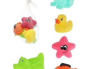 Комплект от 5 животни за баня Приблизително 6 см диаметър цветни водни играчки плаващи и подходящи за