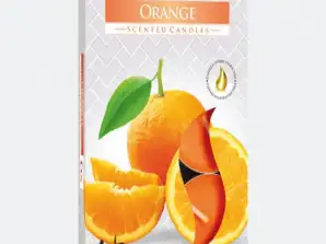 6 Orange Scented Tealights in Foldable Packaging Aromatherapy Candles for Home Ambiance and Relaxation