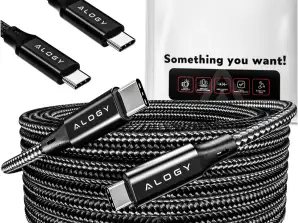 USB C тип C кабел мощен бърз 60W PD 1M за iPhone 15 Alogy найлон P
