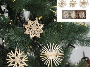 Set de 9 Mini Estrellas de Paja Diámetro aprox. 6cm Decoración navideña rústica