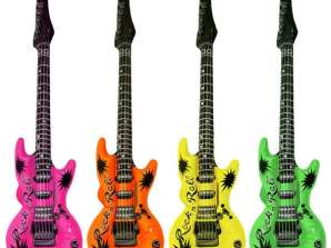 Надуваема китара 106 см в 4 неонови цвята, здрава цветна парти декорация & играчка за басейн