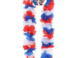 Hula Lei Kette 100cm mit 8 5cm Blumenblättern in Rot/Weiß/Blau   Karneval & Party Zubehör