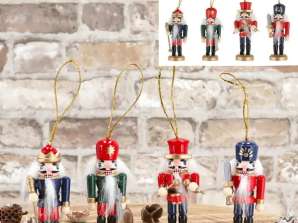 Coloridas decoraciones colgantes de cascanueces, juego de 4 adornos navideños de 8 cm de altura