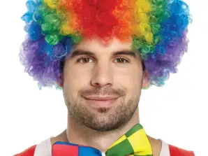 Perruque de clown pour adultes arc-en-ciel 120 g – accessoires colorés pour carnaval et fête
