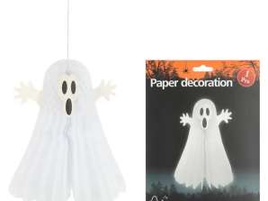 Decoratieve hanger Ghost Honeycomb ca. 36 cmH Perfect voor Halloweenfeestjes en decoratie