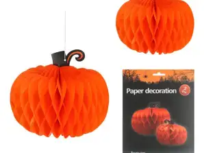 Dekorativ henger Gresskar Honeycomb sett med 2 festlige høst- og Halloween-dekorasjoner