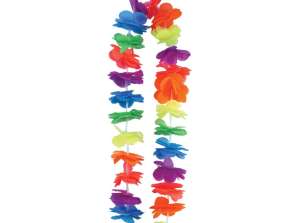 Deluxe Hula Lei Kette  100cm  Neon Mehrfarbig mit 6cm Blumenblättern