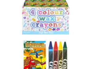 Dinosaur Chalk Wax 4 Pieces 8 cm in Box – Colorful Drawing Set for Kids