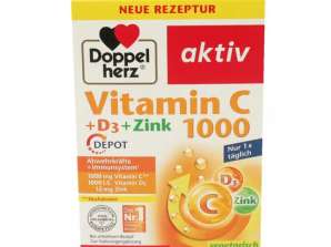 Doppelherz Vitamin C 1000mg og vitamin D 30 tabletter Støtte for immunsystem og bein