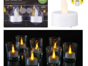 Дуэт белых светодиодных чайных свечей, 2 шт., мерцающие беспламенные свечи с питанием от батареи