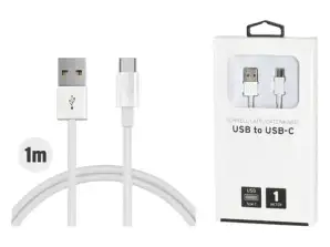 Effektiv USB til USB C-ladekabel 1m - Hurtigladefunksjon og sikker dataoverføring