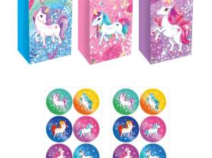 Unicorn Bag 13x25x8 cm with 3 cm Stickers Assorted Designs Children's Bag