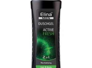 Elina Active Fresh 2'si 1 Arada Erkekler İçin Duş Jeli 300ml Canlandırıcı Vücut ve Saç Temizliği