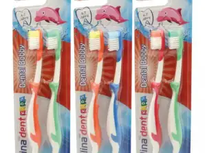 Elina Kids Toothbrush Set: 2 Dolphin themed Brushes on Assorted Cards   Child Friendly Oral Care