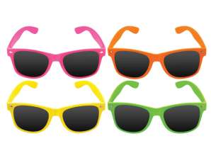 Adult Sunglasses Neon Frame with Dark Lenses Set of 4 Different Colors