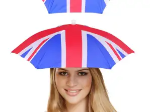 Cappello ombrello Union Jack per adulti | Cappello antipioggia e protezione solare con bandiera britannica