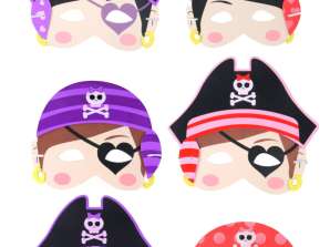 Eva Pirate Girl Maschere 6 Confezione Disegni Assortiti per Bambini