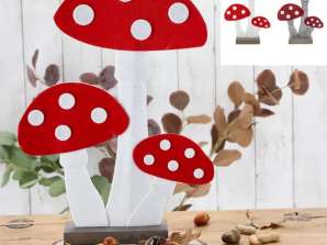 Cogumelos de feltro em base de madeira cogumelos em pé 41cm conjunto de 2 decoração rústica para casa