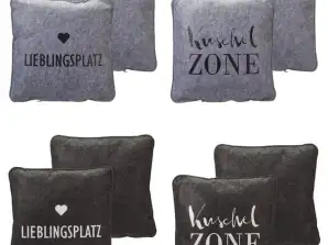Felt Pillows with Sayings approx. 38x38cm Set of 4 Stylish Decorative Pillows