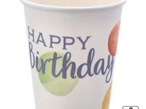 Весели хартиени чаши за рожден ден с точки 250мл 8 броя