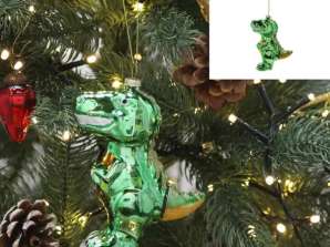 Funkelnder Glas Dinosaurier Weihnachtsbaum Anhänger  12cm