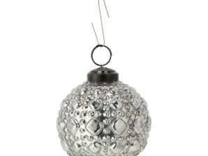 Glanzend zilver: klein kerstboombalornament van ca. 8 cm diameter. Perfect voor kerstversiering