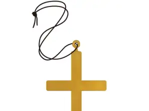 Goldenes Mönchskreuz Kette 23cm mit 80cm Kordel   Religiöses Schmuckstück