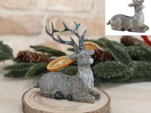 Large Lying Deer Figurine Brown 11 5cmH Decorative Forest Ornament