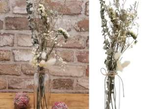 Didelės džiovintos gėlės Pampo žolė vazoje | 6x52cm dekoratyvinė kompozicija | Natūralus namų dekoras