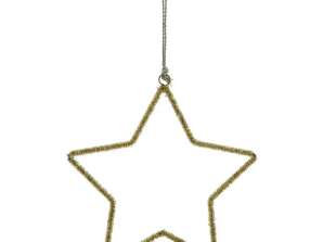 Велика золота висяча зірка зі скляними намистинами діаметром 20 см