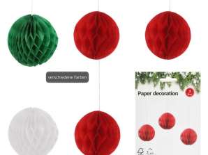 Hengende dekorasjonsball Honeycomb 3 farger sett med 3 ca. 8cm diameter perfekt festdekorasjon