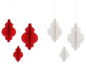 Hanger ornament honeycomb design 2 sett med 3 2 størrelser - festlig dekorasjon forskjellige farger