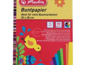 Papel colorido Herlitz 20x28cm Embalagem de 10 folhas de cores diferentes