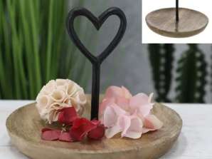 Heart-shaped decorative plate made of mango wood Black Approx. 20cm diameter