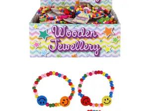 Wooden Smile Bracelet 16cm Various Colors Eco-Friendly Wooden Beads Fashion Accessory