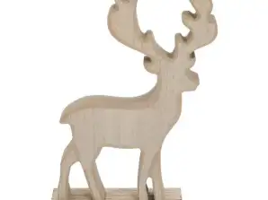 Wooden reindeer on foot 16 cm high – Rustic charming decorative figure