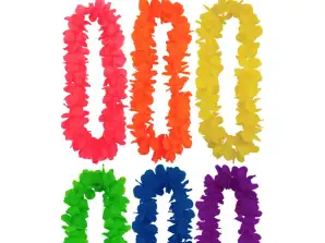 Hula Lei Kette  100 cm  mit 9 cm Blumenblättern in 6 verschiedenen Farben – perfekt für Partys