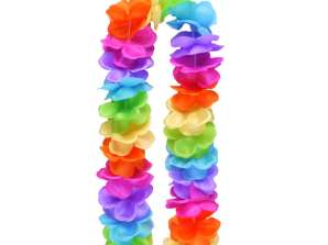 Hula Lei Kette 100cm mit 9cm Blütenblättern   Farbenfroher Blumenschmuck für Feste und Feiern