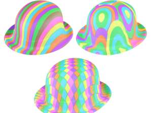 Jazzy Plastic Bowler Hat In 3 Colors For Adults Party Costume Accessories