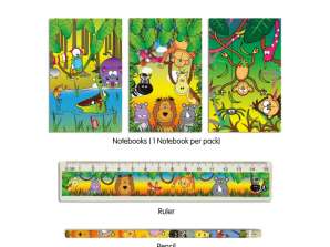 Jungle Letterwork Set 5-delat skrivset med djurmotiv - perfekt för barn och skolmaterial