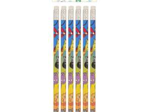 Djungeltema pennor med suddgummi set med 6 full storlek barns skolmaterial