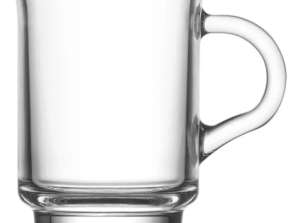 Klare Glas Tasse mit Henkel  250ml  9x7cm   Stilvolles und Robustes Trinkgefäß