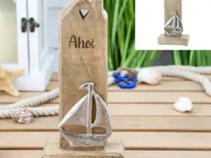 Small 'Ahoy' House Stele Maritime Decoration Height approx. 23 cm – Perfect for shelves