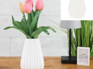 Váza malá bílá keramická 15cm – kónický design 1 stylový dekor