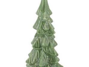 Malý zelený keramický vánoční stromeček kompaktní vánoční dekorace 20 cm vysoká