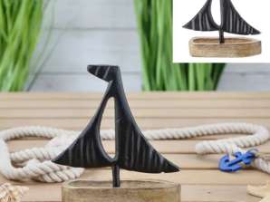 Kleine Zwarte Aluminium Boot Mango Design Hoogte ca. 17 cm – Modern Decor