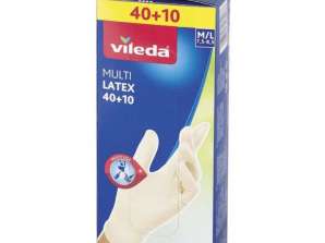 Vileda Multi Latex Γάντια Μίας Χρήσης 50 Pack M/L Ευέλικτα &; Ανθεκτικά