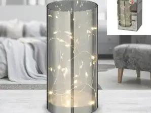 LED decorative glass in grey medium size M 9x20 cm – stylish lighting