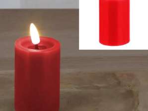 LED tikro vaško žvakė SHINE raudonos spalvos 5x10 cm Stilingas apšvietimo elementas