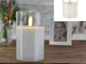 Світлодіодна справжня воскова свічка в склі New Flame Medium White 7 5x12 5см
